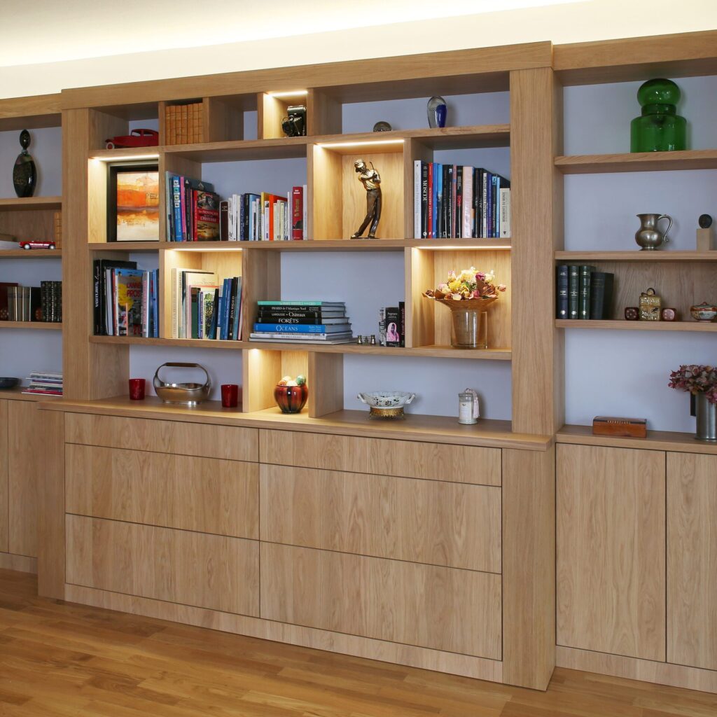 1 Bibliotheque chene bois meuble sur mesure architecture interieure