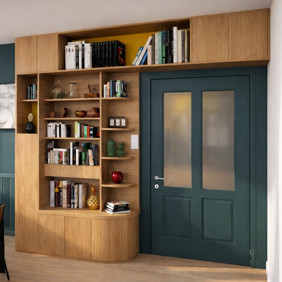 1 MeubleEntree rangement bibliotheque meuble sur mesure