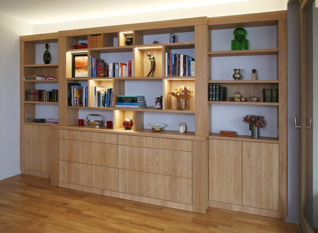 2 Bibliotheque chene bois meuble sur mesure architecture interieure