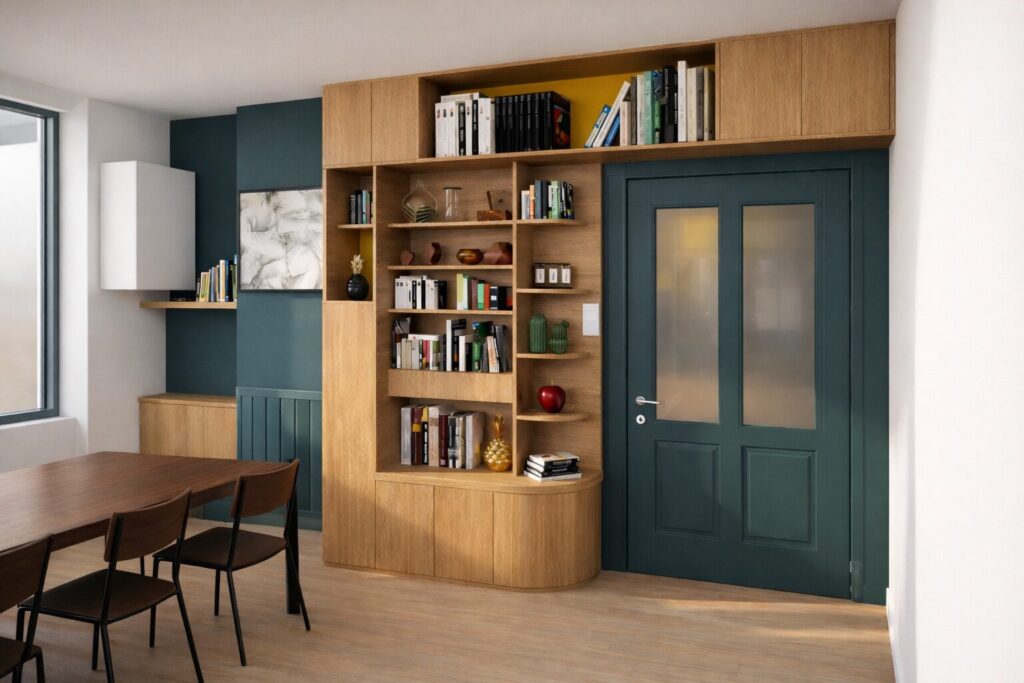 2 MeubleEntree rangement bibliotheque meuble sur mesure