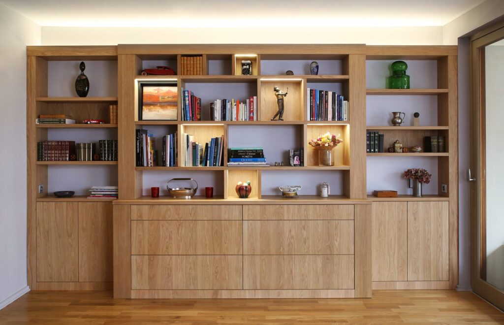 3 Bibliotheque chene bois meuble sur mesure architecture interieure