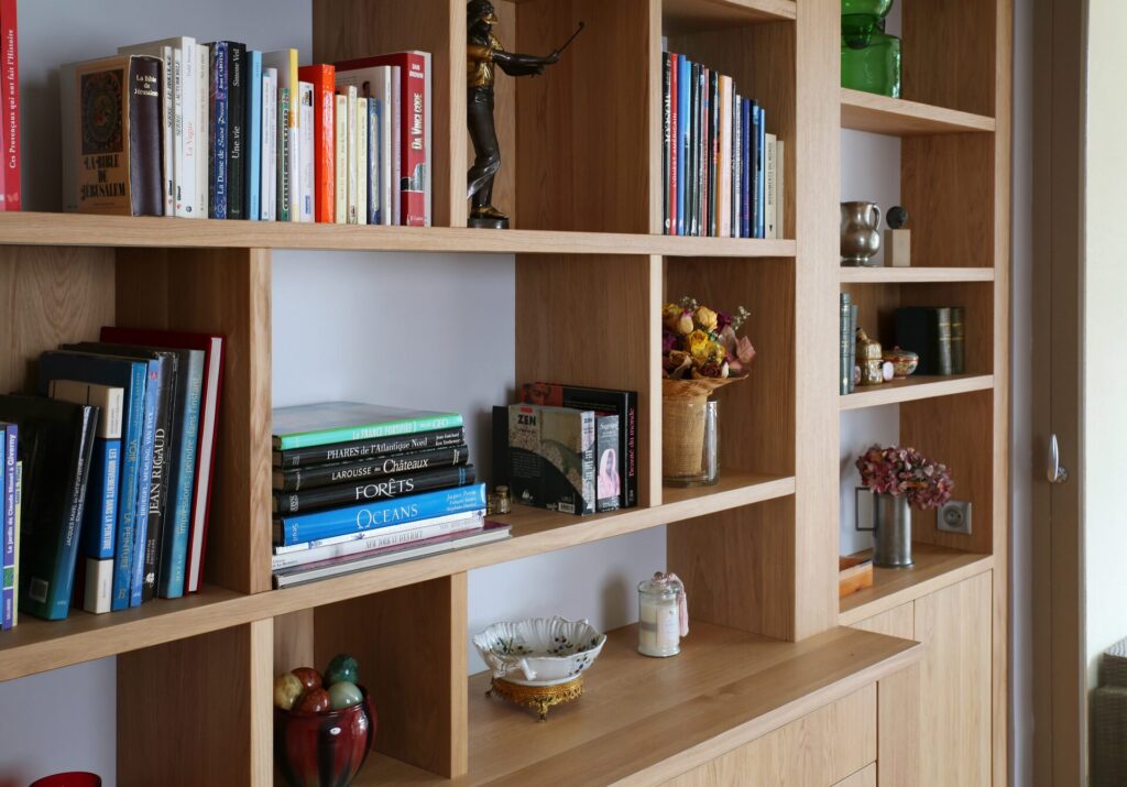 4 Bibliotheque chene bois meuble sur mesure architecture interieure