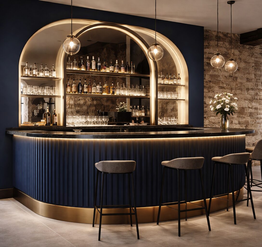 Bar art deco bleu architecture interieure